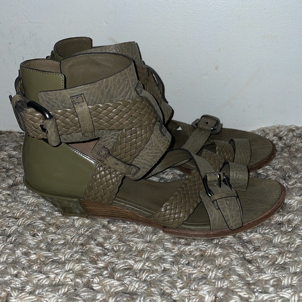 Alexander Wang Leather Braided Accents Slingback Sandals